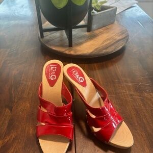 Red D&G Open Toe Heels